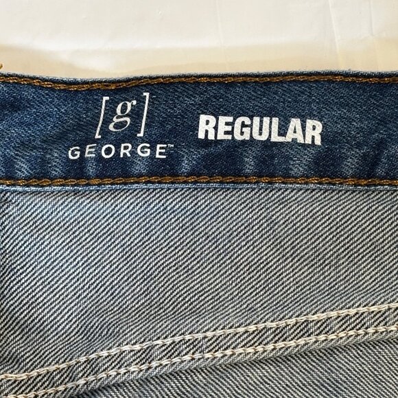 George Regular Fit Medium Blue Denim Jeans Men’s 42x32 100% Cotton 5 Pocket - Picture 3 of 6